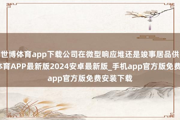 世博体育app下载公司在微型响应堆还是竣事居品供货-世博体育APP最新版2024安卓最新版_手机app官方版免费安装下载